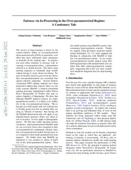 Fairness via In-Processing in the Over-parameterized Regime: A
  Cautionary Tale