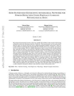 Semi-Supervised Generative Adversarial Network for Stress Detection
  Using Partially Labeled Physiological Data