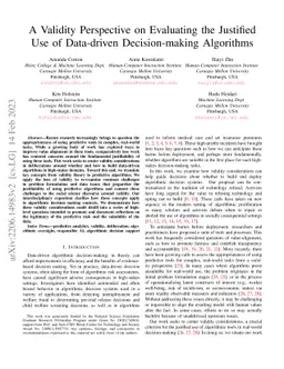 A Validity Perspective on Evaluating the Justified Use of Data-driven
  Decision-making Algorithms