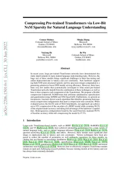 Compressing Pre-trained Transformers via Low-Bit NxM Sparsity for
  Natural Language Understanding