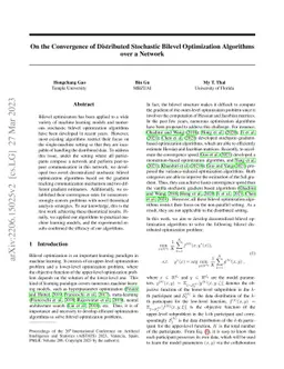 On the Convergence of Distributed Stochastic Bilevel Optimization
  Algorithms over a Network
