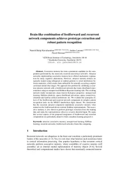 Brain-like combination of feedforward and recurrent network components
  achieves prototype extraction and robust pattern recognition