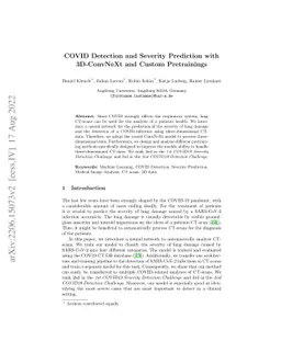 COVID Detection and Severity Prediction with 3D-ConvNeXt and Custom
  Pretrainings