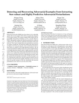 Detecting and Recovering Adversarial Examples from Extracting Non-robust
  and Highly Predictive Adversarial Perturbations