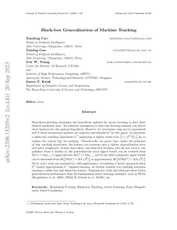 Black-box Generalization of Machine Teaching