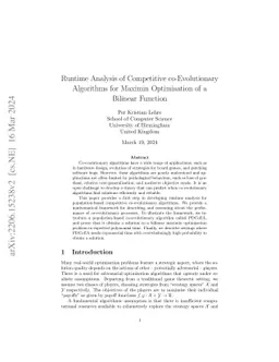 Runtime Analysis of Competitive co-Evolutionary Algorithms for Maximin Optimisation of a Bilinear Function