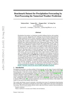 Benchmark Dataset for Precipitation Forecasting by Post-Processing the
  Numerical Weather Prediction