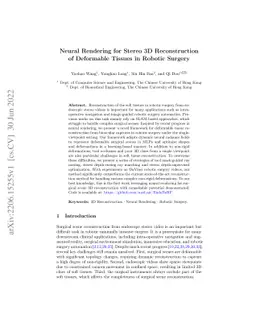 Neural Rendering for Stereo 3D Reconstruction of Deformable Tissues in
  Robotic Surgery