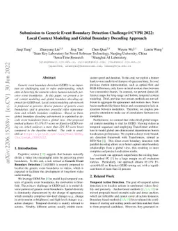 Submission to Generic Event Boundary Detection Challenge@CVPR 2022:
  Local Context Modeling and Global Boundary Decoding Approach