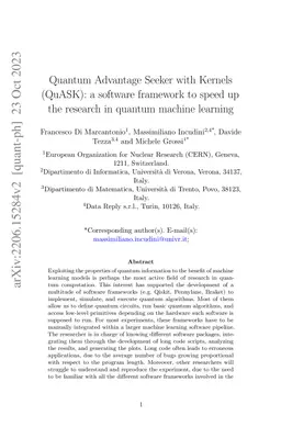 Quantum Advantage Seeker with Kernels (QuASK): a software framework to
  speed up the research in quantum machine learning