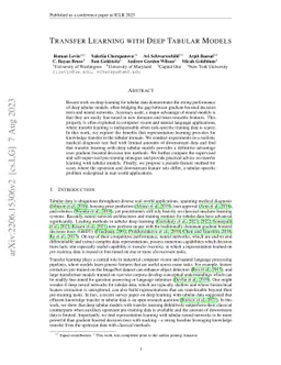 Transfer Learning with Deep Tabular Models