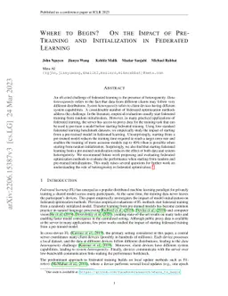 Where to Begin? On the Impact of Pre-Training and Initialization in
  Federated Learning