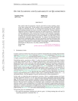 On the Learning and Learnability of Quasimetrics