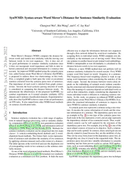 SynWMD: Syntax-aware Word Mover's Distance for Sentence Similarity
  Evaluation