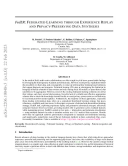 FedER: Federated Learning through Experience Replay and
  Privacy-Preserving Data Synthesis