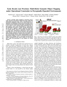 Early Recall, Late Precision: Multi-Robot Semantic Object Mapping under
  Operational Constraints in Perceptually-Degraded Environments