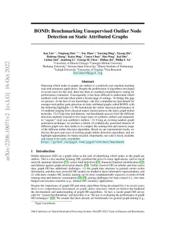 BOND: Benchmarking Unsupervised Outlier Node Detection on Static
  Attributed Graphs