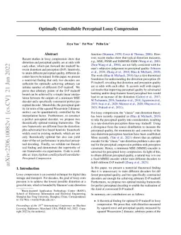 Optimally Controllable Perceptual Lossy Compression