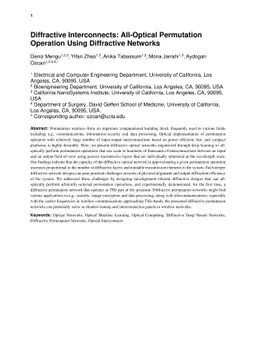 Diffractive Interconnects: All-Optical Permutation Operation Using
  Diffractive Networks