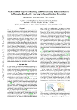 Analysis of Self-Supervised Learning and Dimensionality Reduction
  Methods in Clustering-Based Active Learning for Speech Emotion Recognition