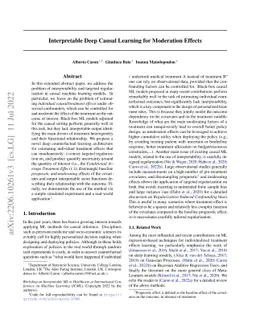 Interpretable Deep Causal Learning for Moderation Effects