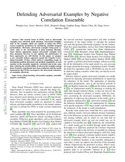 Defending Adversarial Examples by Negative Correlation Ensemble