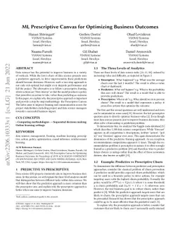 Machine Learning Prescriptive Canvas for Optimizing Business Outcomes