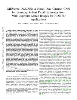 MEStereo-Du2CNN: A Novel Dual Channel CNN for Learning Robust Depth
  Estimates from Multi-exposure Stereo Images for HDR 3D Applications