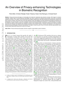 An Overview of Privacy-enhancing Technologies in Biometric Recognition