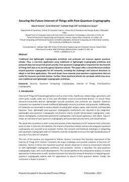 Securing the Future Internet of Things with Post-Quantum Cryptography