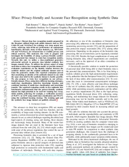 SFace: Privacy-friendly and Accurate Face Recognition using Synthetic
  Data