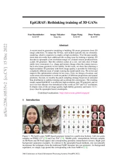 EpiGRAF: Rethinking training of 3D GANs