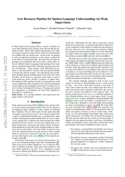 Low Resource Pipeline for Spoken Language Understanding via Weak
  Supervision