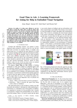Good Time to Ask: A Learning Framework for Asking for Help in Embodied
  Visual Navigation