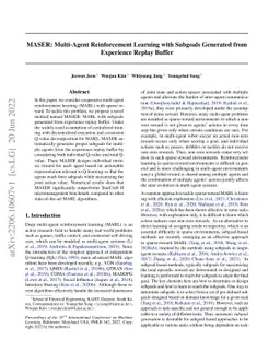 MASER: Multi-Agent Reinforcement Learning with Subgoals Generated from
  Experience Replay Buffer