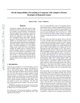 On the Impossibility of Learning to Cooperate with Adaptive Partner
  Strategies in Repeated Games