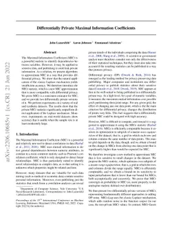 Differentially Private Maximal Information Coefficients