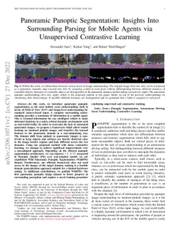 Panoramic Panoptic Segmentation: Insights Into Surrounding Parsing for
  Mobile Agents via Unsupervised Contrastive Learning