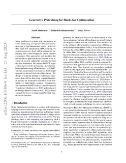 Generative Pretraining for Black-Box Optimization