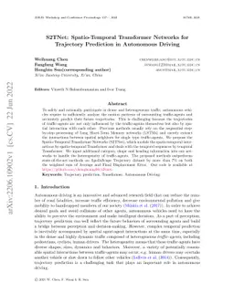 S2TNet: Spatio-Temporal Transformer Networks for Trajectory Prediction
  in Autonomous Driving