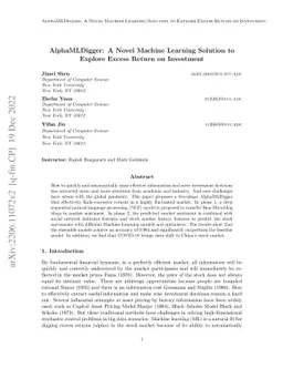 AlphaMLDigger: A Novel Machine Learning Solution to Explore Excess
  Return on Investment
