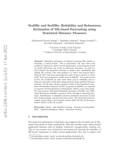 StaDRe and StaDRo: Reliability and Robustness Estimation of ML-based
  Forecasting using Statistical Distance Measures