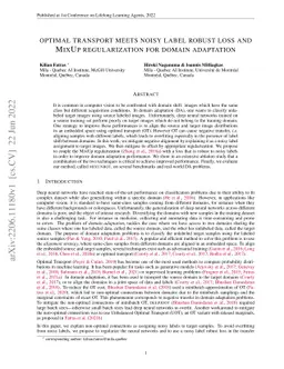 Optimal transport meets noisy label robust loss and MixUp regularization
  for domain adaptation