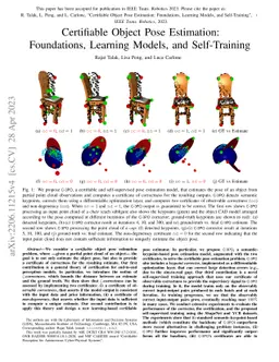 Certifiable 3D Object Pose Estimation: Foundations, Learning Models, and
  Self-Training