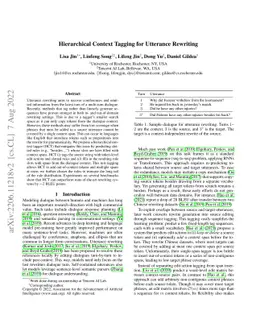 Hierarchical Context Tagging for Utterance Rewriting