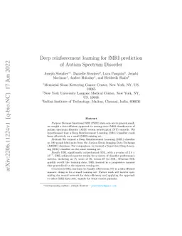 Deep reinforcement learning for fMRI prediction of Autism Spectrum
  Disorder
