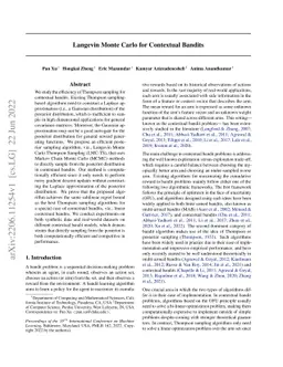 Langevin Monte Carlo for Contextual Bandits