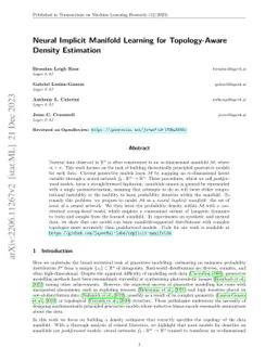 Neural Implicit Manifold Learning for Topology-Aware Density Estimation