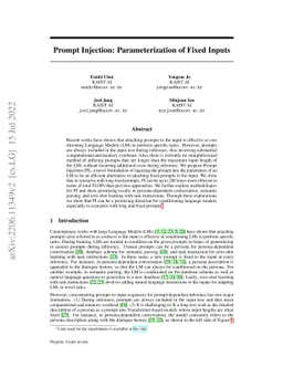 Prompt Injection: Parameterization of Fixed Inputs