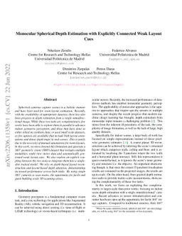 Monocular Spherical Depth Estimation with Explicitly Connected Weak
  Layout Cues